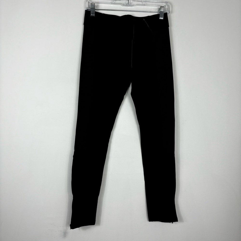 Black Zip Ankle Leggings Womens M Moto Mid Rise Comfort Fall Casual Stretch